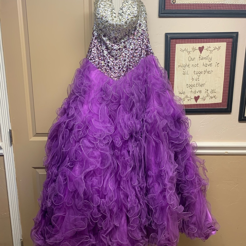 Purple and Silver ballgown dress